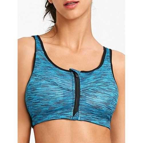 Zipper Racerback Workout Bra - Blue S