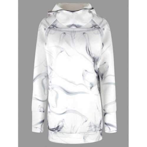 Smoke Print Raglan Sleeve Hoodie - White S