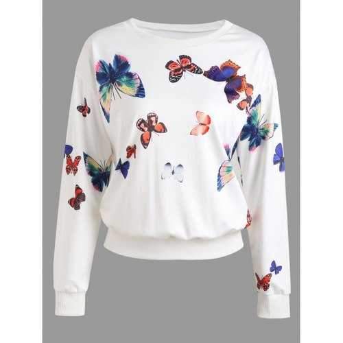 Graphic Butterfly Sweatshirt - White S