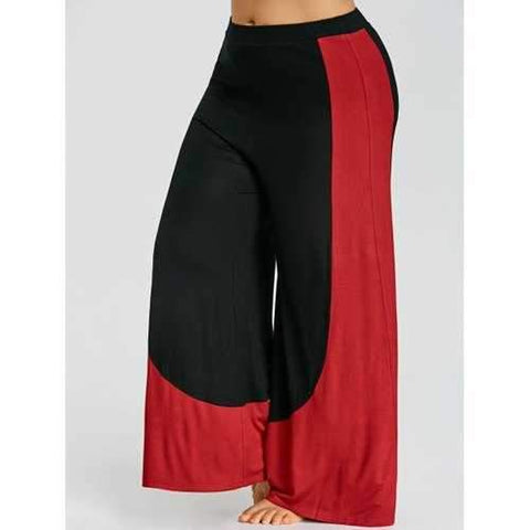 Plus Size Two Tone Palazzo Pants - Black Xl