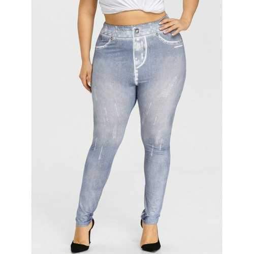 Plus Size Tight Leggings - Light Gray Xl