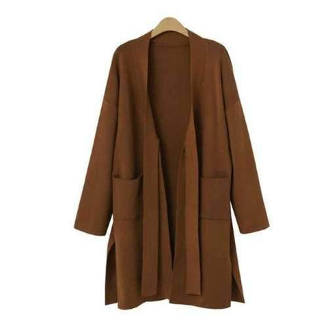 Medium and Long Knit Knit Coat - Mocha 5xl