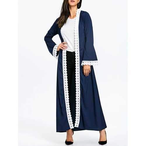 Maxi Arabic Trench Coat with Tie Belt - Purplish Blue Xl