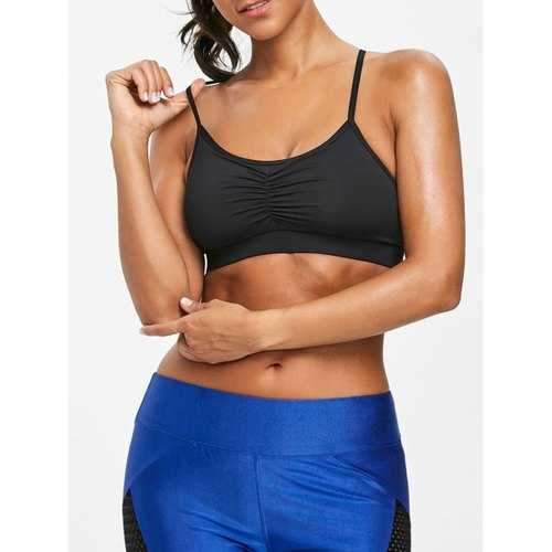 Ruched Cami Unlined Sports Bra - Black L