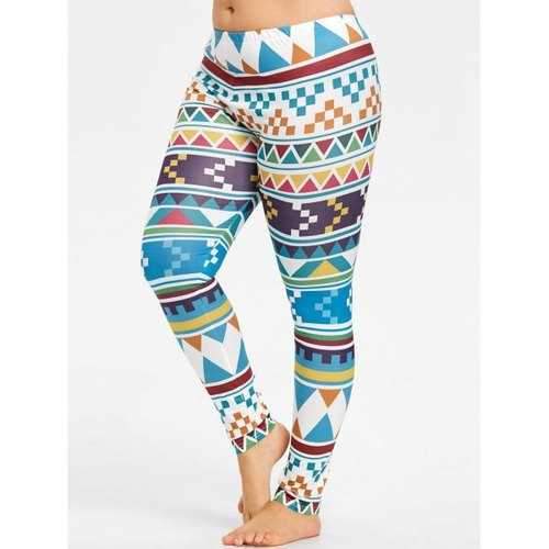 Plus Size Geometric Pattern Yoga Leggings - 5xl