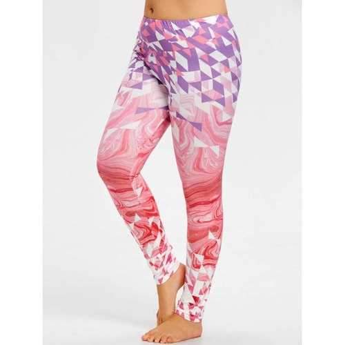 Plus Size Geometric Pattern Yoga Tights - 2xl