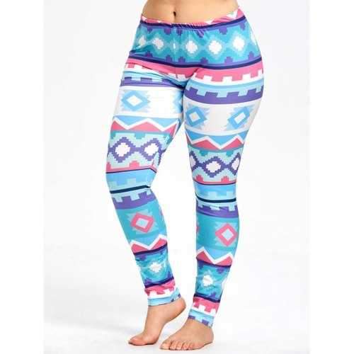 Fresh Plus Size Geometric Pattern Leggings - 2xl