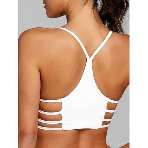 Lattice Cutout Racerback Bra for Yoga - White L