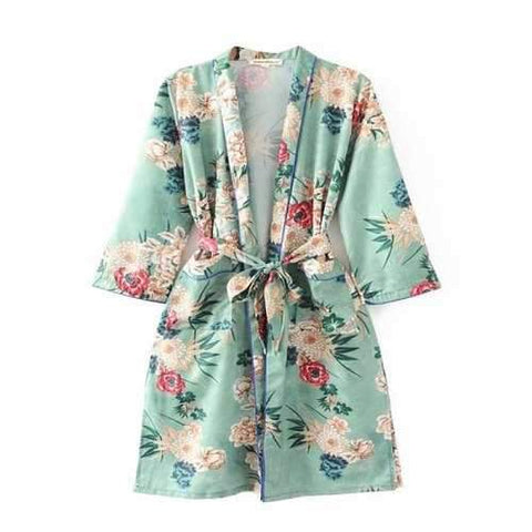 New Stamp Kimono Coat - Floral L