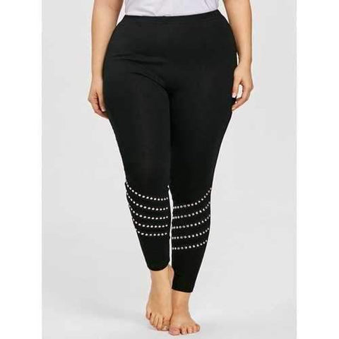 Plus Size Embellished Leggings - Black Xl