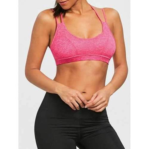 Strappy Padded Sports Bra Sweat Top - Rose S