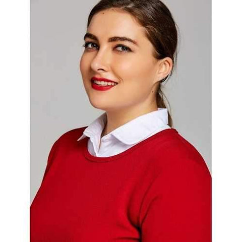 Plus Size Cotton Flat Shirt Detachable Collar - White Xl