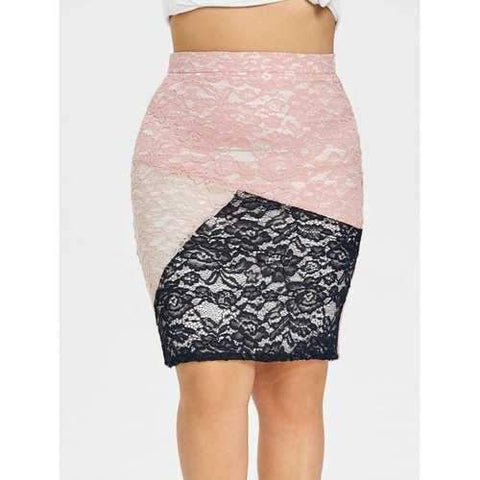 Plus Size Floral Lace Bodycon Skirt - 2xl