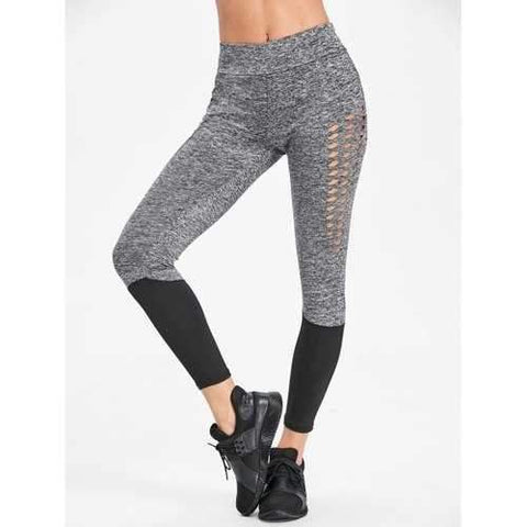 High Waist Marled Leggings - Gray S