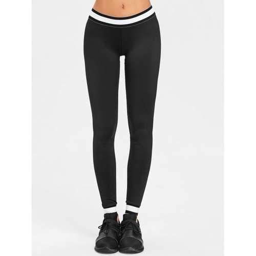 Contrast Yoga Ankle Leggings - Black L