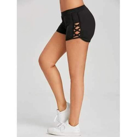 Criss Cross Mini Sports Shorts - Black M