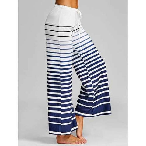 Ombre Stripe Wide Legged Pants - White M