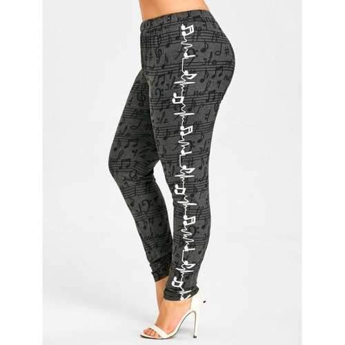 Plus Size Musical Notes Casual Pants - Deep Gray 2xl