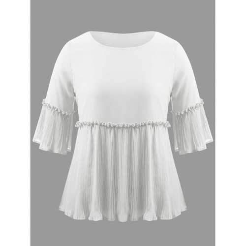 Plus Size Pleated Tunic Blouse - White 3xl