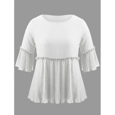 Plus Size Pleated Tunic Blouse - White 3xl