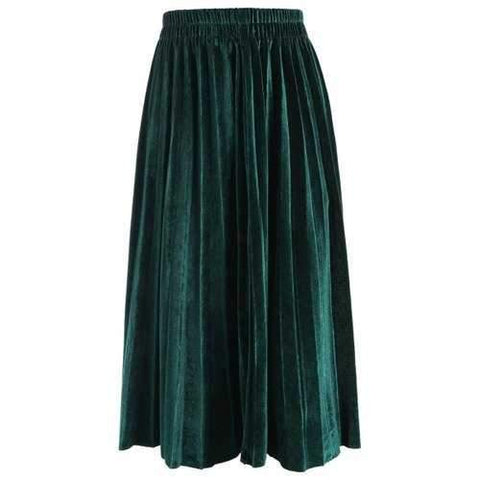 Plus Size Elastic Waisted Velvet Skirt - Blackish Green 5xl