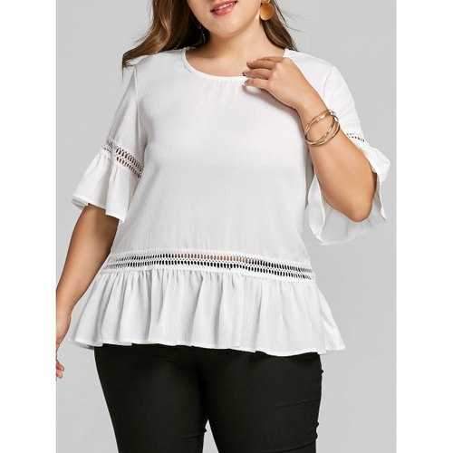 Cutout Plus Size Flare Sleeve Blouse - White 2xl