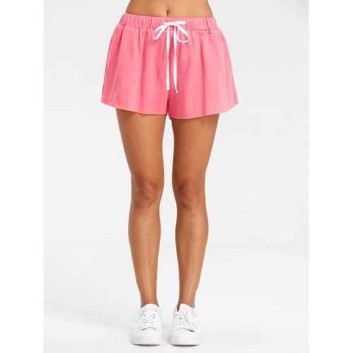 Raw Hem Drawstring Jogging Shorts - Pink M