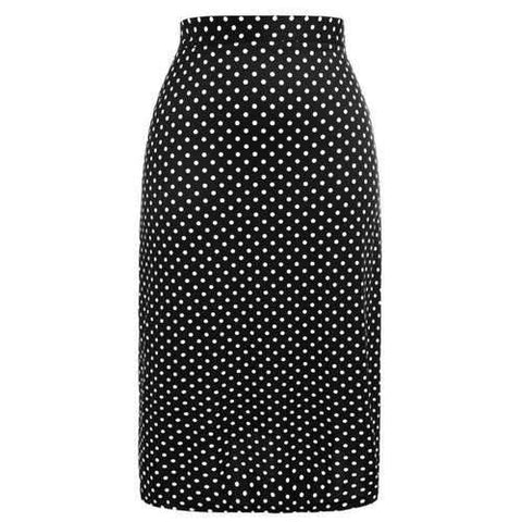 Plus Size High Waisted Polka Dot Skirt - Black 5xl