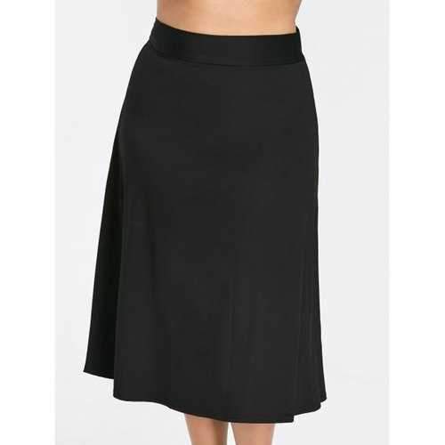 Plus Size High Waisted Midi skirt - Black 6xl