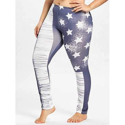 Plus Size American Flag Leggings - Multi-a L