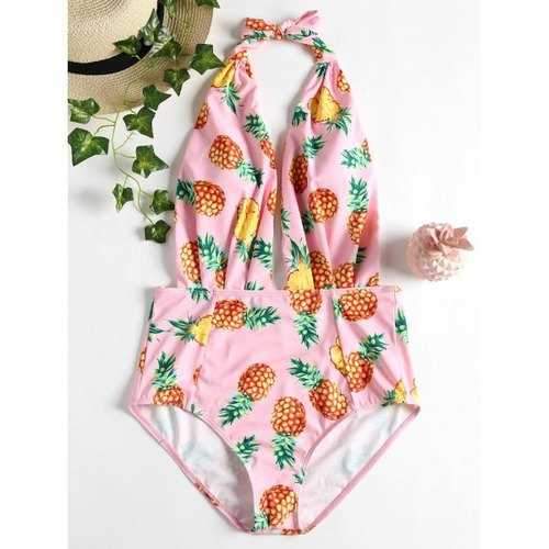 Pineapple One Piece Swimsuit - Light Pink M