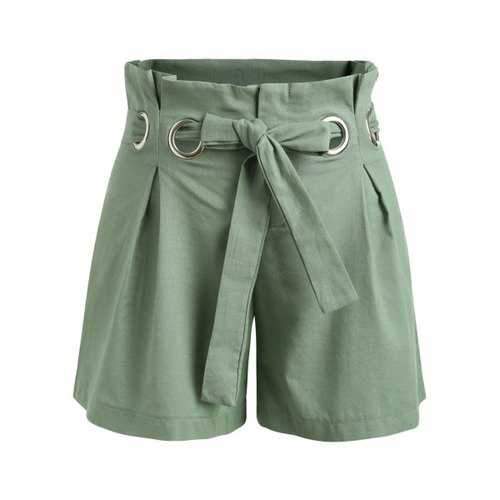 Bow Waist Mini Shorts - Hazel Green S