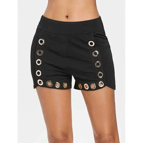 Grommets Skinny Shorts - Black M