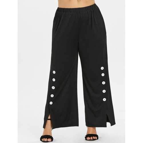 Plus Size Wide Leg Pants - Black 2x