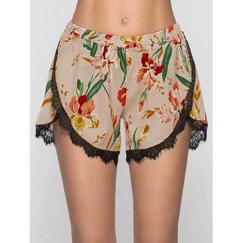 Print Overlap Shorts - Light Khaki L