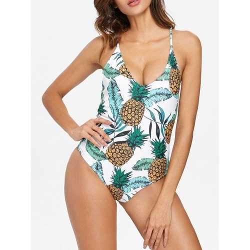 Palm Pineapple Backless Swimsuit - M