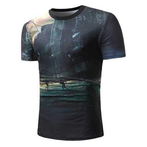 3D Urban Running Men Print T-shirt - Black L