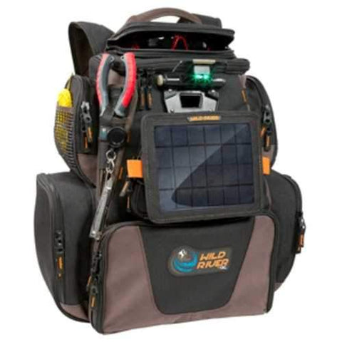 Wild River Tackle Tek&trade; Nomad XP&trade; Lighted Backpack w/USB Charging System, SP01 Solar Kit & Trays