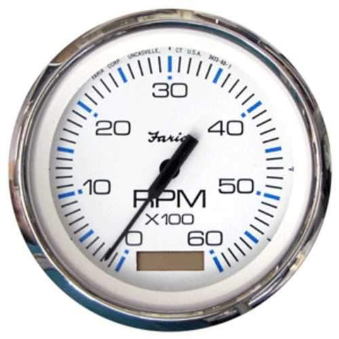 Faria Chesapeake White SS 4 Tachometer w/Hourmeter - 6,000 RPM (Gas - Inboard)