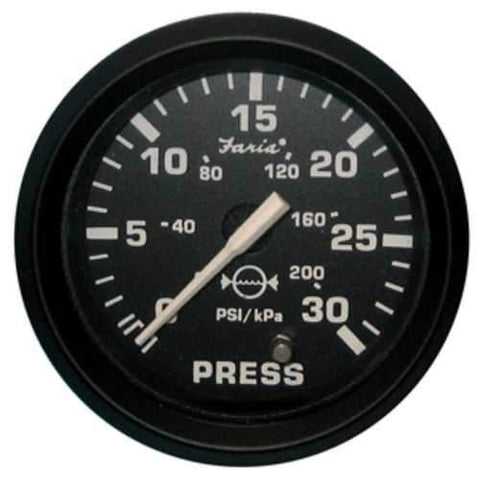 Faria Euro Black 2 Water Pressure Gauge Kit - 30 PSI