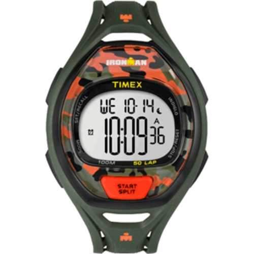 Timex Ironman Sleek 50 Full-Size Watch - Green/Orange Camo