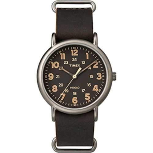 Timex Weekender&reg; Oversized Slip-Thru Watch - Black Dial/Dark Brown