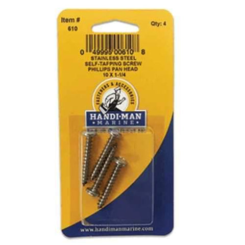 Handi-Man Stainless Steel Phillips Self Tapping Pan Screw - 10 x 1-1/4