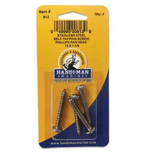 Handi-Man Stainless Steel Phillips Self Tapping Pan Screw - 12 x 1-1/2