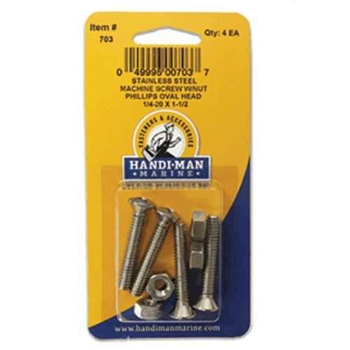 Handi-Man Stainless Steel Phillips Machine Oval Screw 1/4-20 x 1-1/2