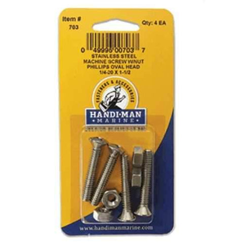 Handi-Man Stainless Steel Phillips Machine Oval Screw 1/4-20 x 1-1/2