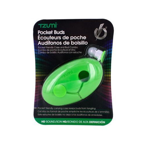 Green Pocket Ear Buds with Silicone Case ( Case of 15 )