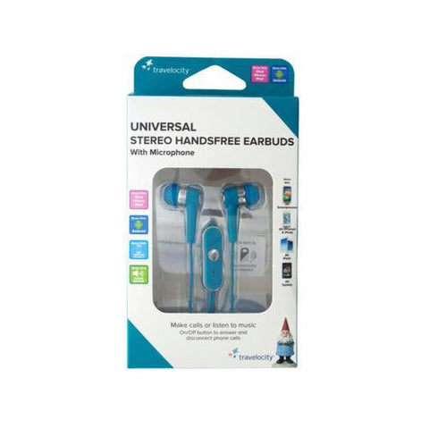 Blue Travelocity Universal Stereo Handsfree Earbuds ( Case of 12 )