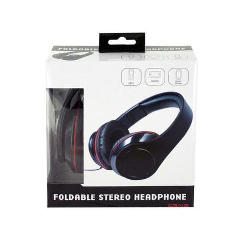 Black Foldable Stereo Headphones ( Case of 9 )