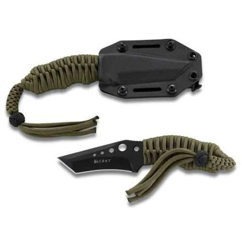 CRKT NECK Fixed Blade 2.875 Black Plain Cord Wrapped Handle